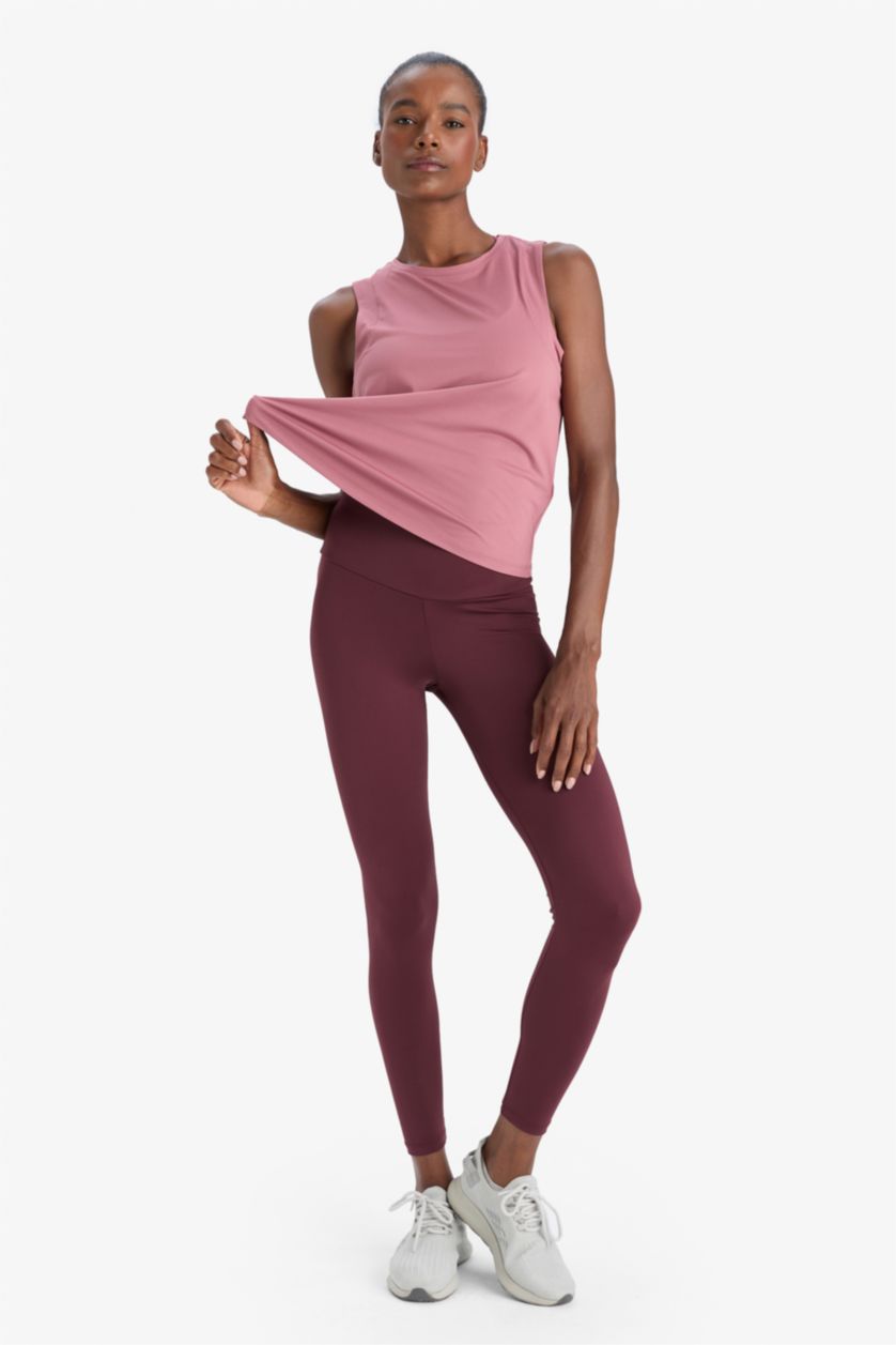 Woman Bordeaux DeFactoFit Regular Fit Crew Neck Sports Tank Top