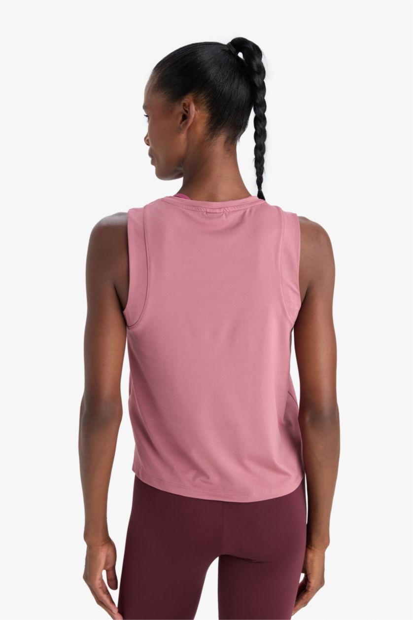 Woman Bordeaux DeFactoFit Regular Fit Crew Neck Sports Tank Top