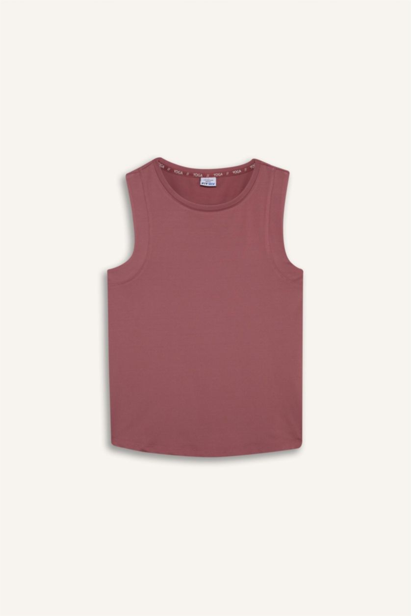 Woman Bordeaux DeFactoFit Regular Fit Crew Neck Sports Tank Top