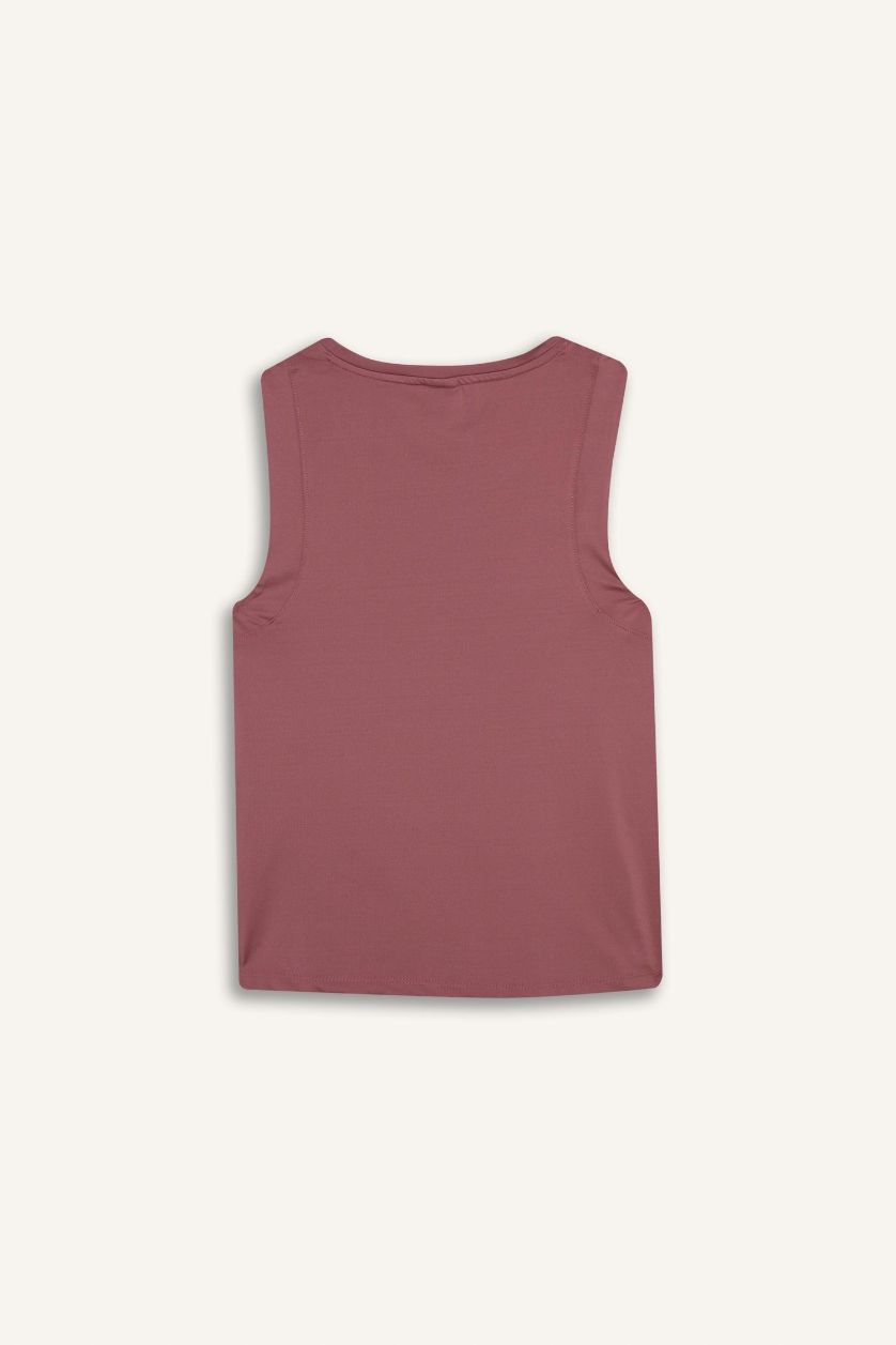 Woman Bordeaux DeFactoFit Regular Fit Crew Neck Sports Tank Top
