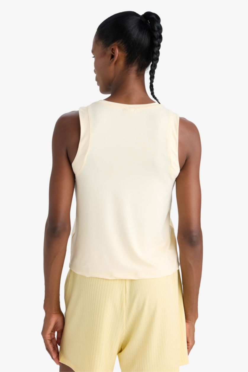 Kadın Açık Sarı Regular Fit Bisiklet Yaka Sporcu Atlet