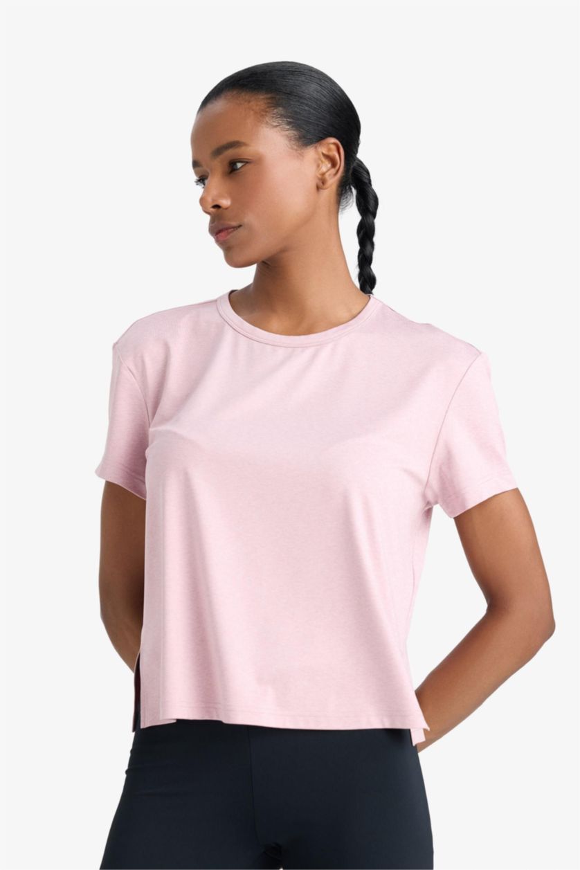 Kadın Açık Gülkurusu Bisiklet Yaka Sporcu Kısa Kollu Tişört