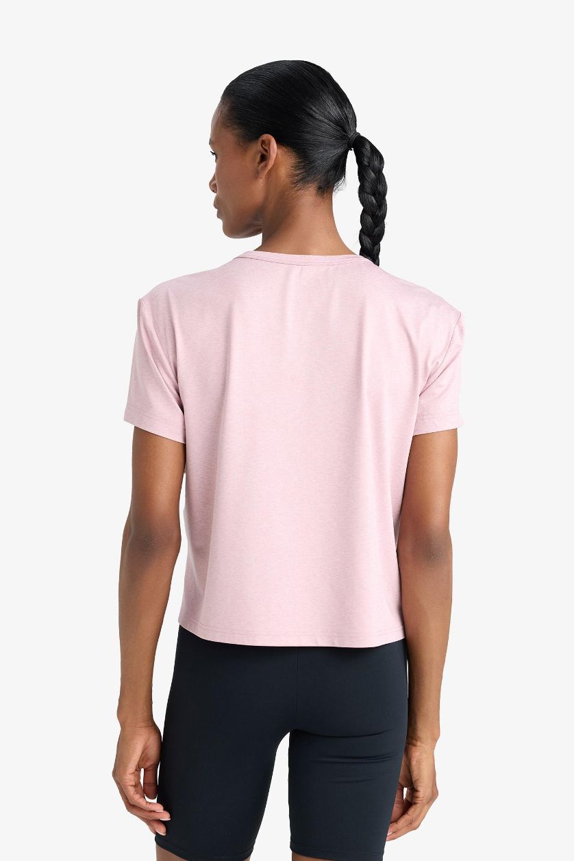 Kadın Açık Gülkurusu Bisiklet Yaka Sporcu Kısa Kollu Tişört