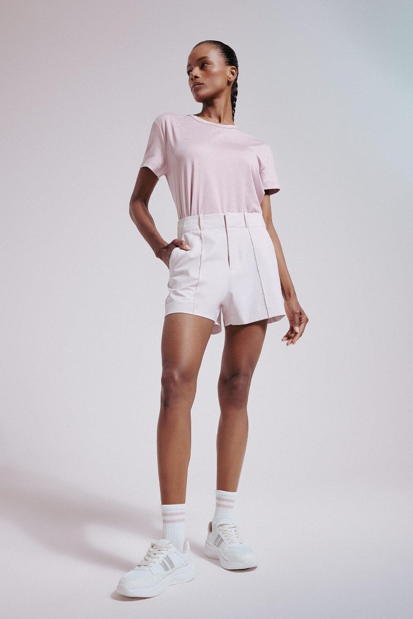 Kadın Açık Gülkurusu Standart Fit Dokuma Şort