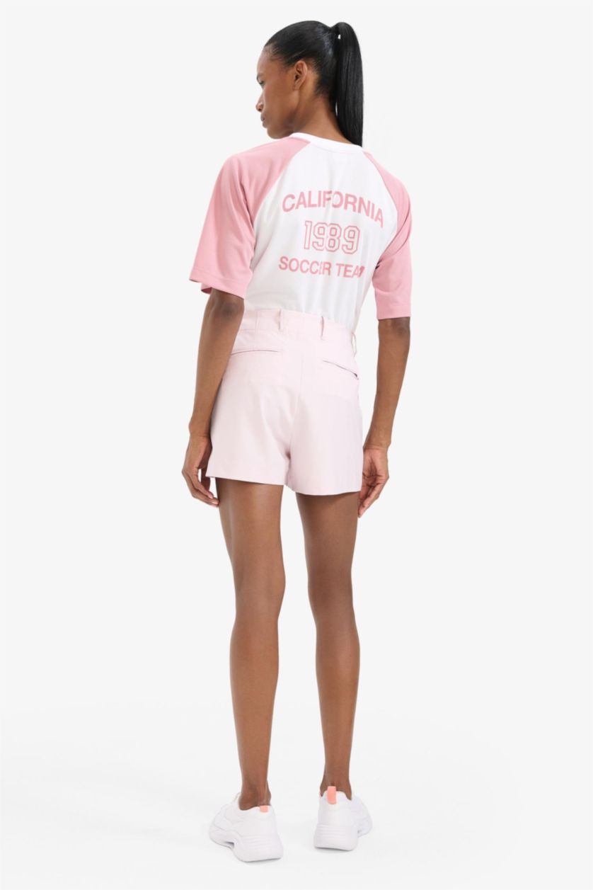 Kadın Açık Gülkurusu Standart Fit Dokuma Şort