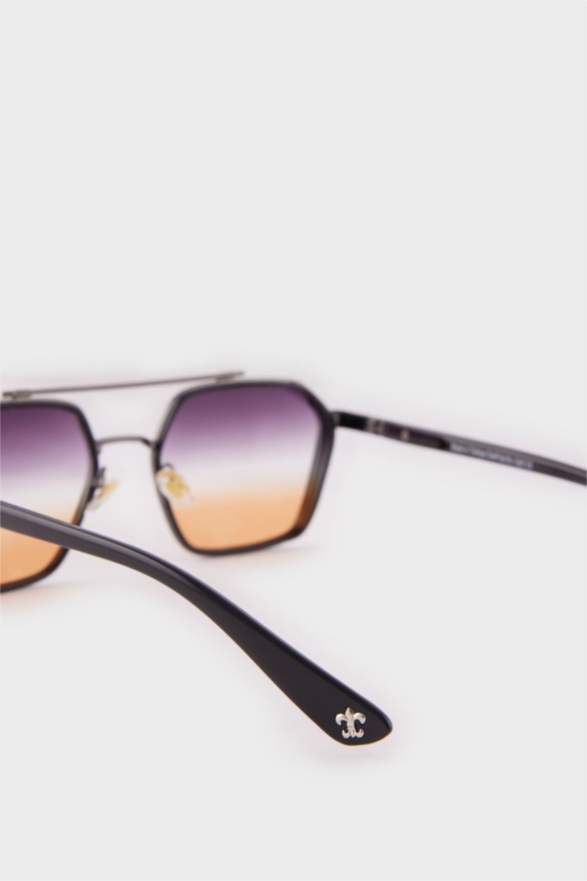 Kadın Siyah Kadın Altıgen Metal Güneş Gözlüğü