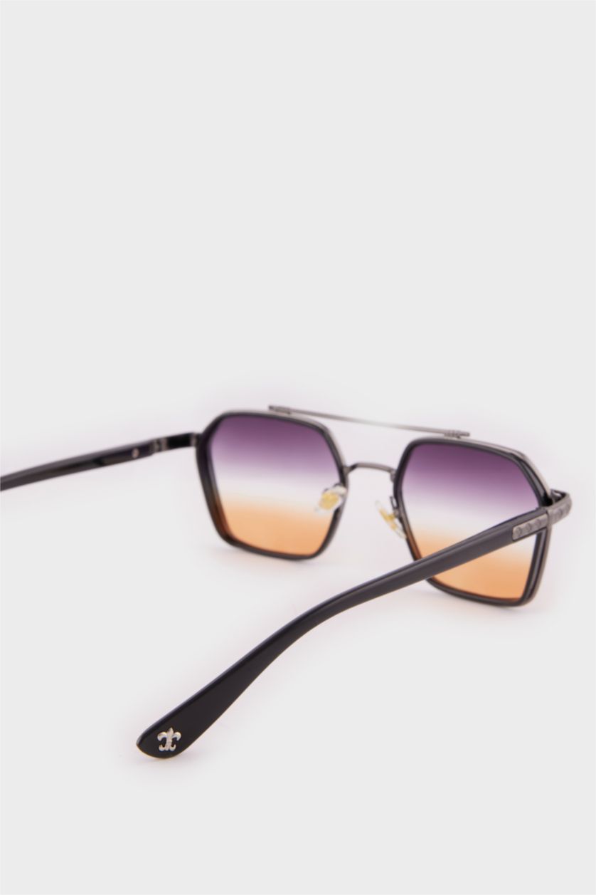 Kadın Siyah Kadın Altıgen Metal Güneş Gözlüğü