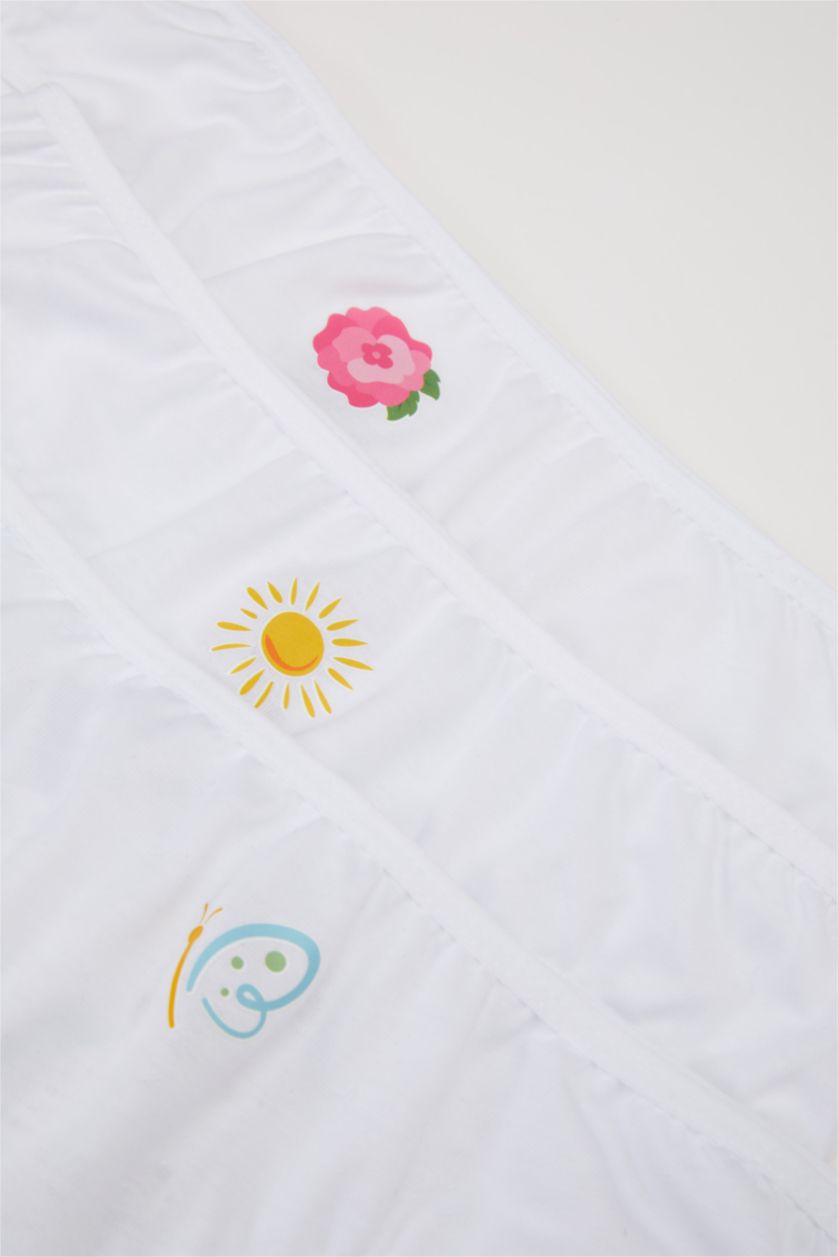 Kız Çocuk - Genç Kız Beyaz Kız Çocuk Baskılı 3'lü Slip Külot