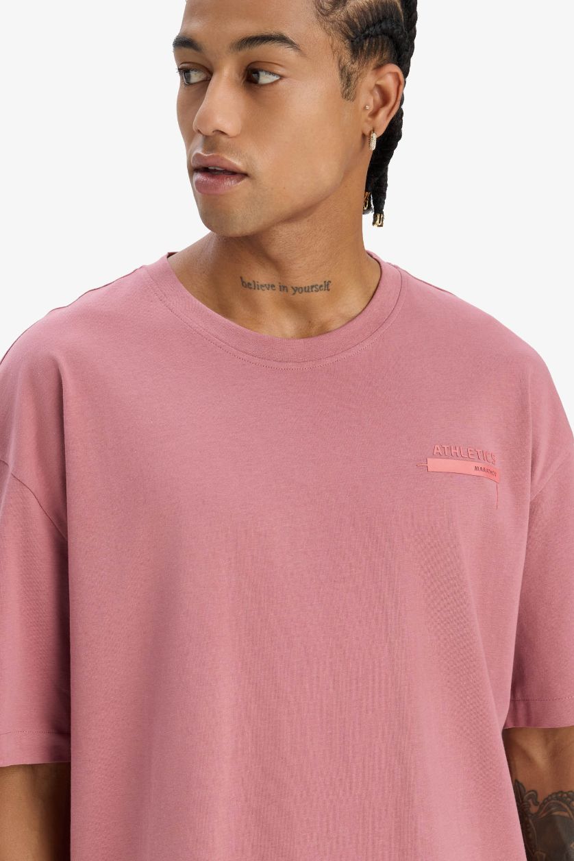 MAN Bordeaux DeFactoFit Oversize Fit Printed Sports T-Shirt