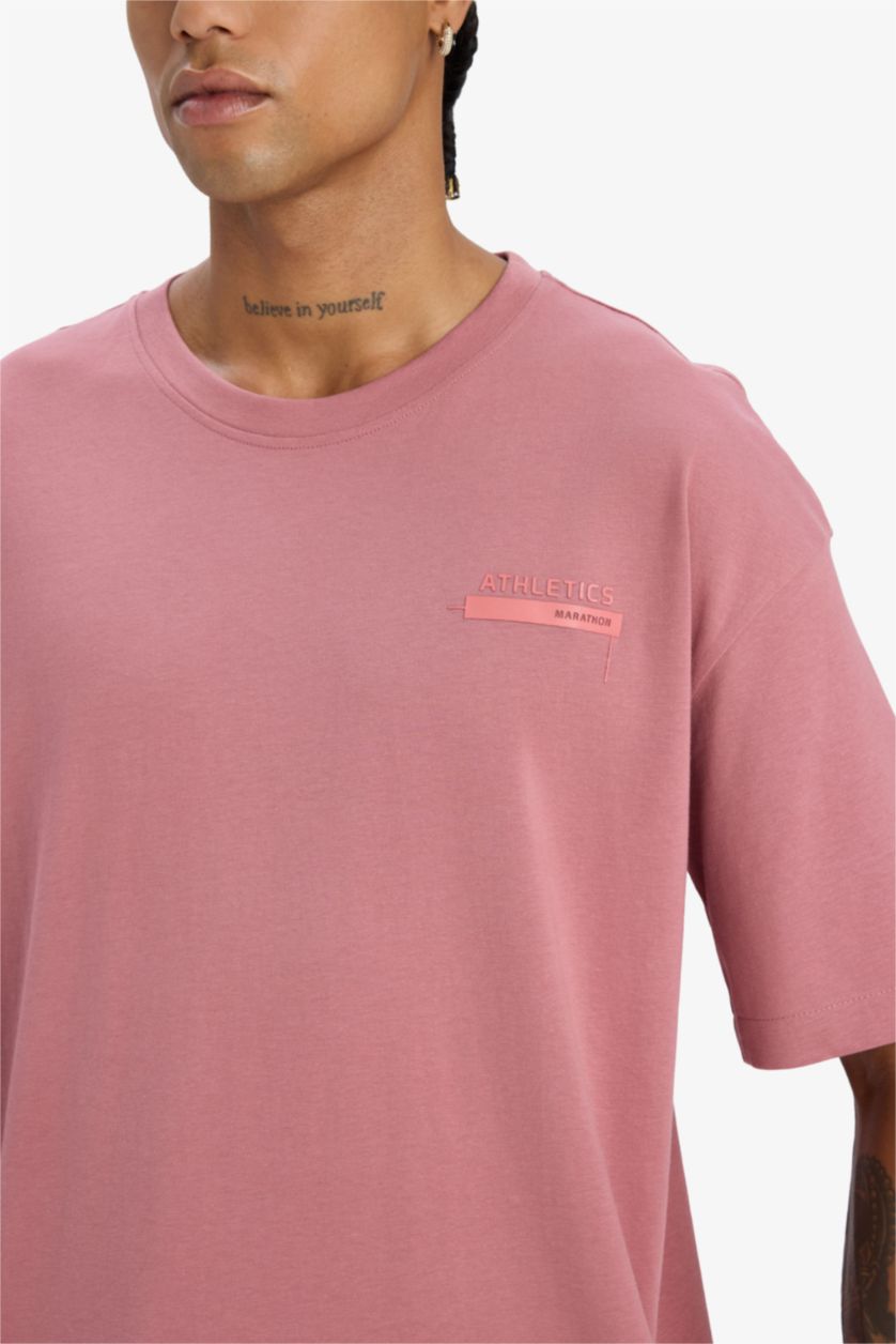 MAN Bordeaux DeFactoFit Oversize Fit Printed Sports T-Shirt