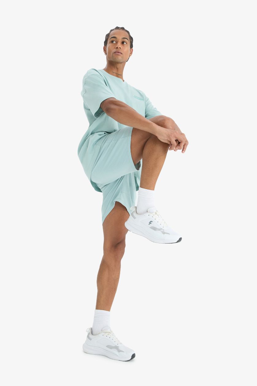 MAN Light Blue DeFactoFit Standard Fit Sports Shorts
