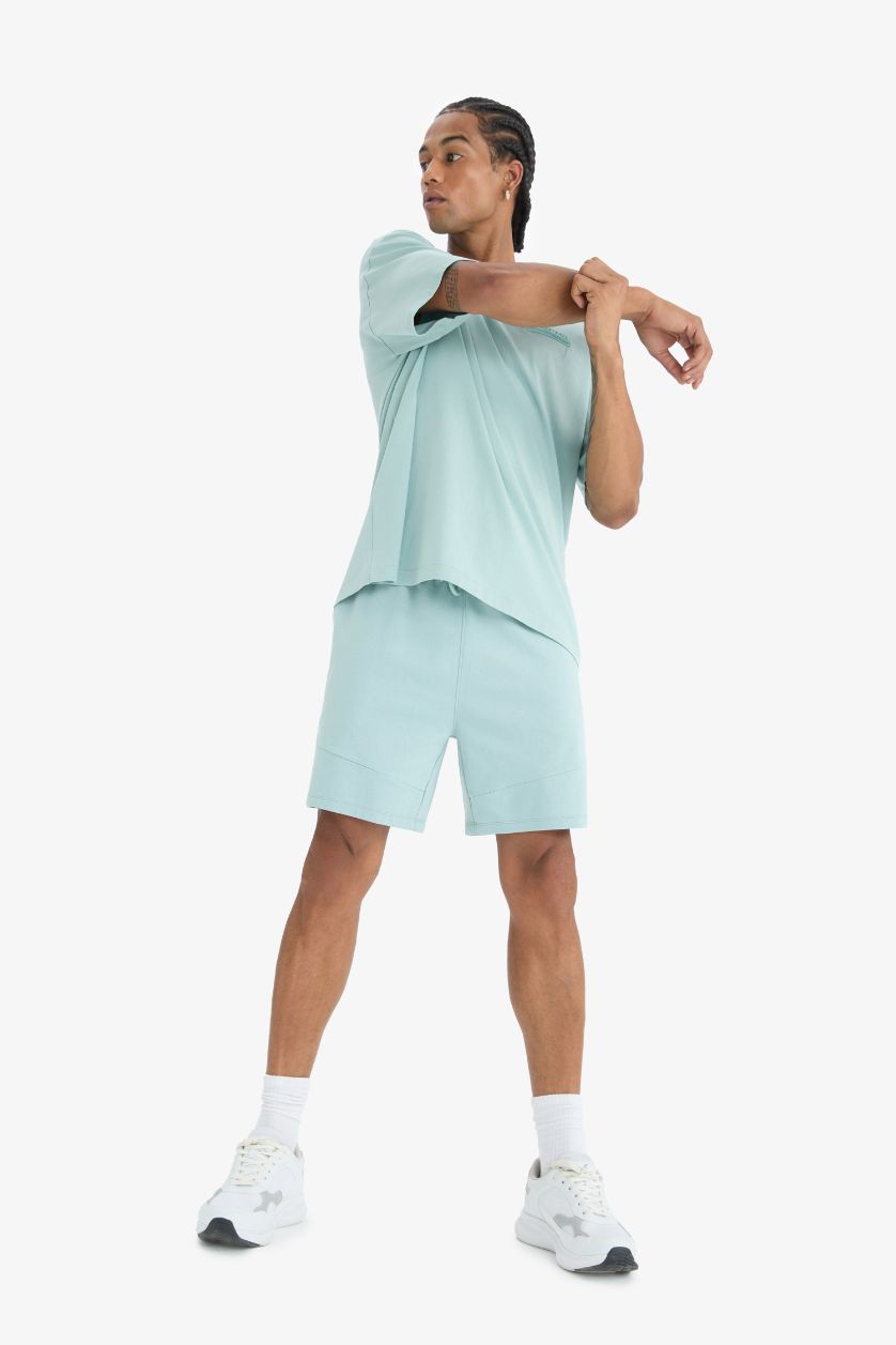 MAN Light Blue DeFactoFit Standard Fit Sports Shorts