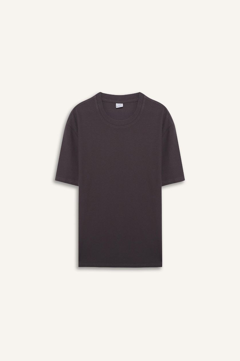 رجال Antrasit تيشيرت نص ردن قطن قصة عادية بياخة مستديرة