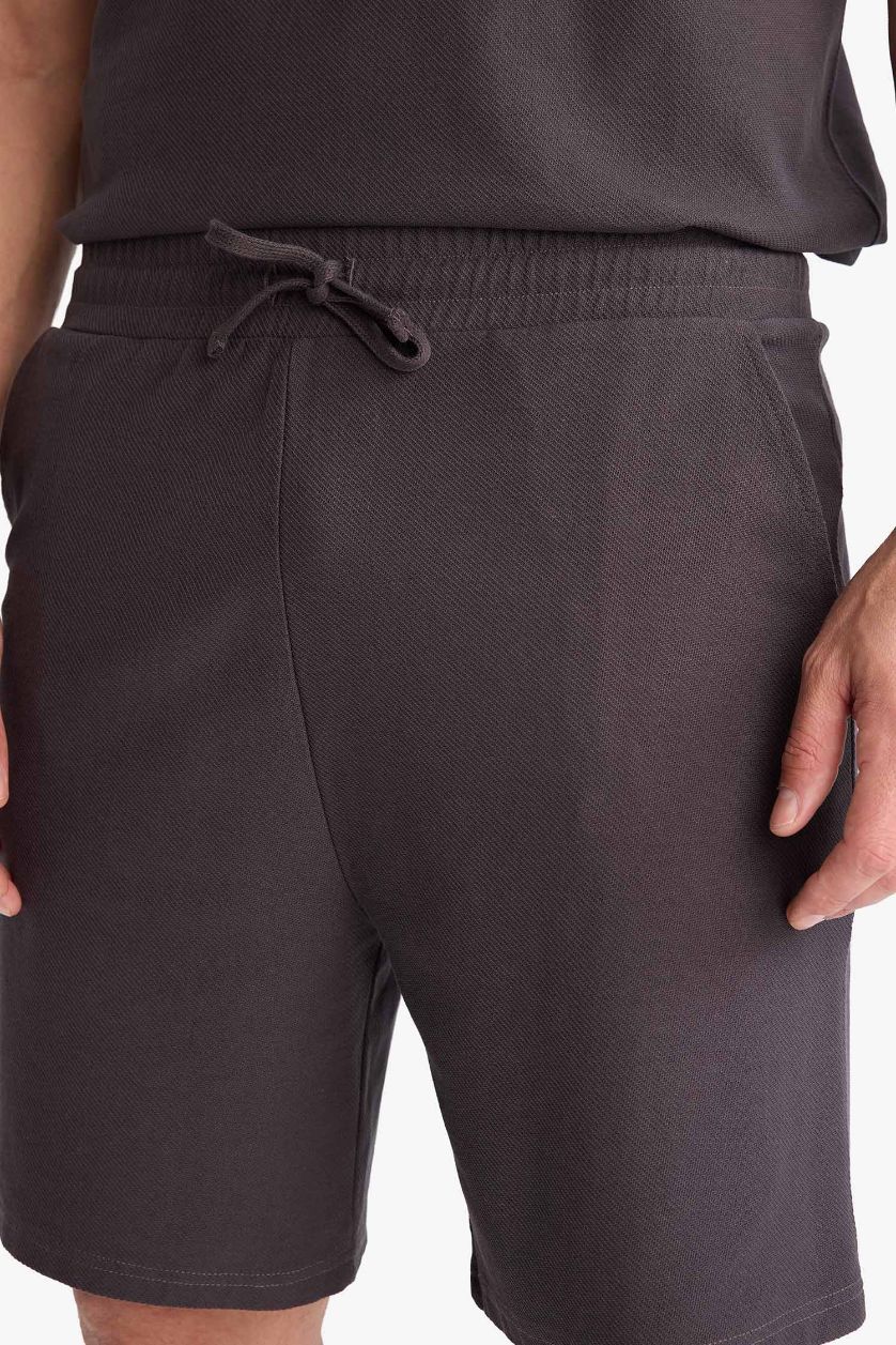 Erkek Antrasit %100 Pamuk Relax Fit Twill Dokulu Cepli Şort