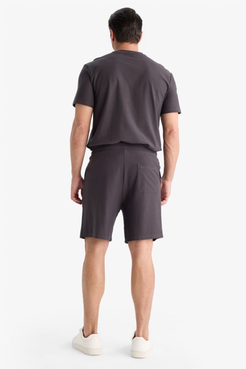 Erkek Antrasit %100 Pamuk Relax Fit Twill Dokulu Cepli Şort