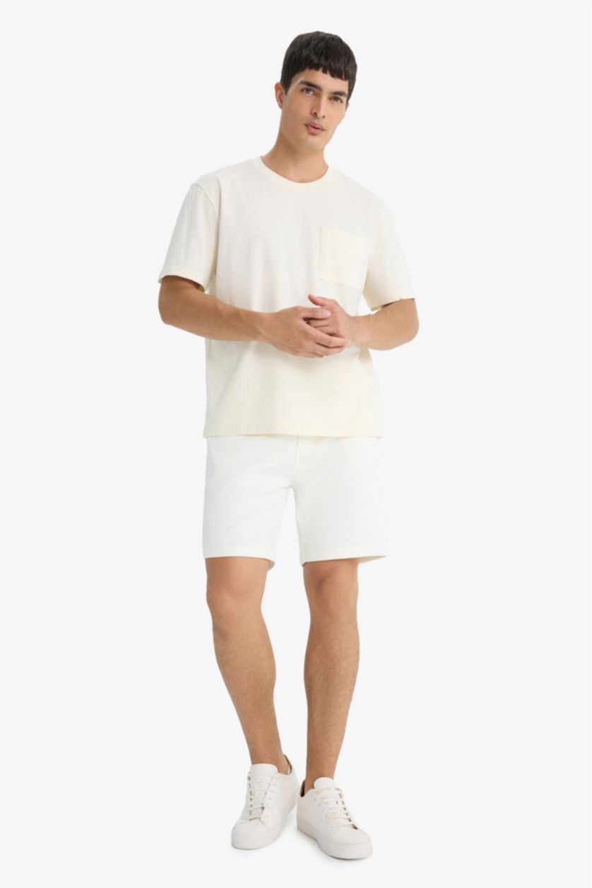Man White Boy Regular Fit Waffle Shorts
