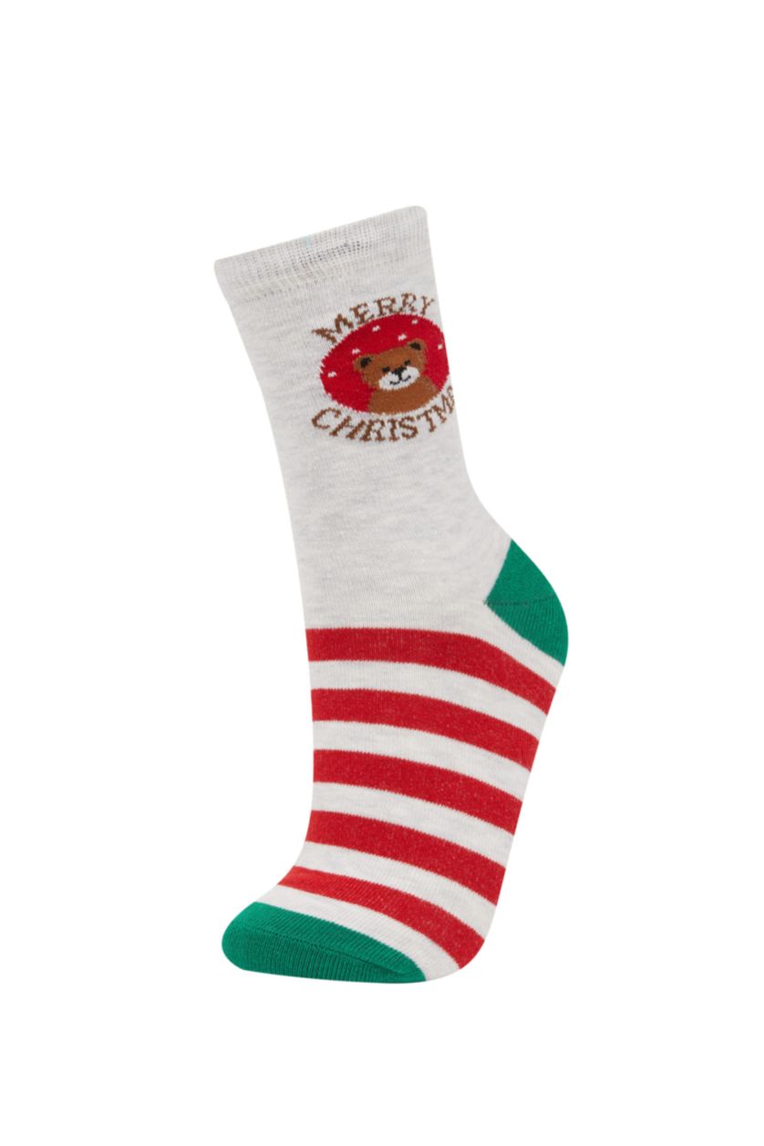 Kadın Karma Kadın Yılbaşı Temalı 2'li Pamuklu Uzun Çorap