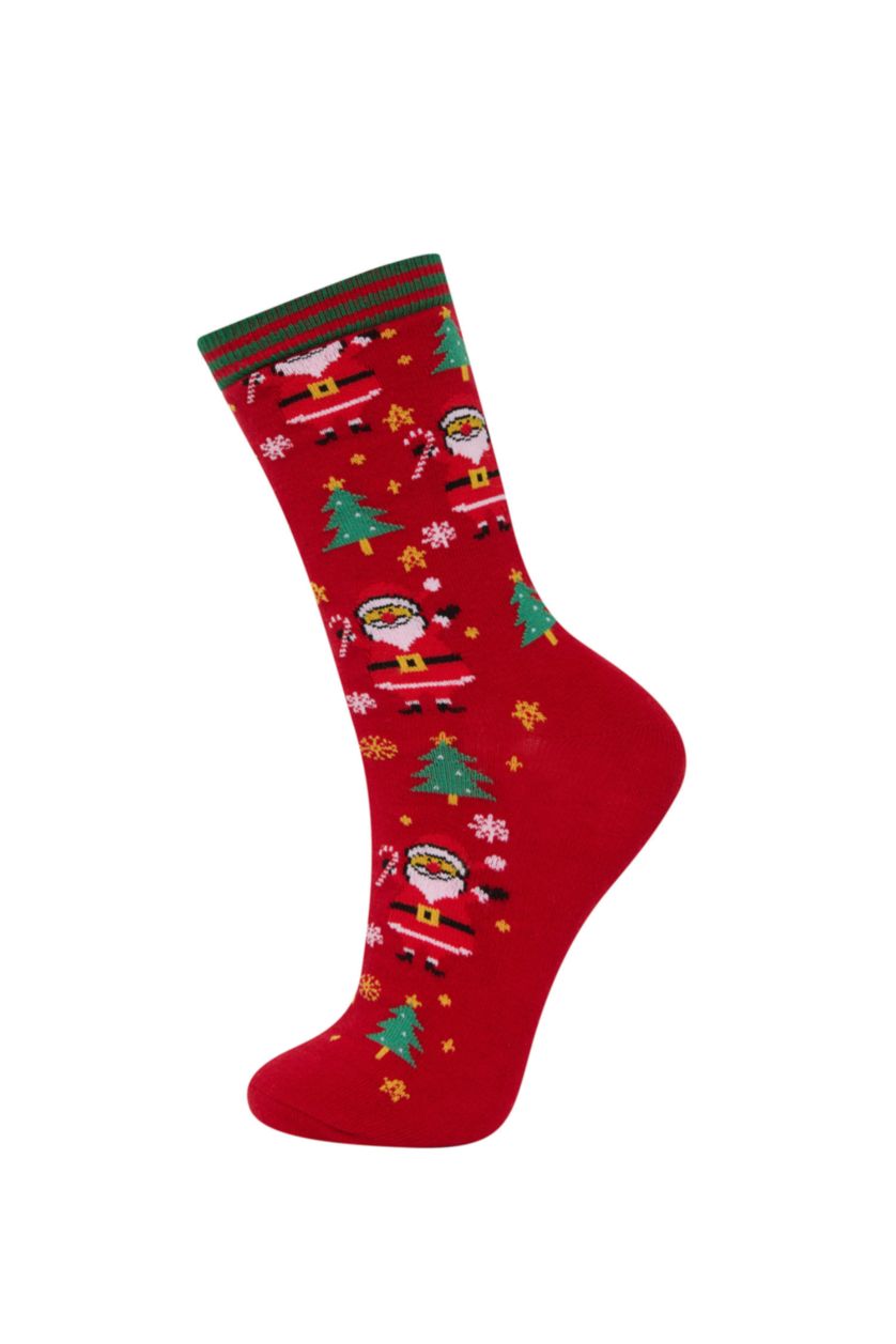 Kadın Karma Kadın Yılbaşı Temalı 2'li Pamuklu Uzun Çorap