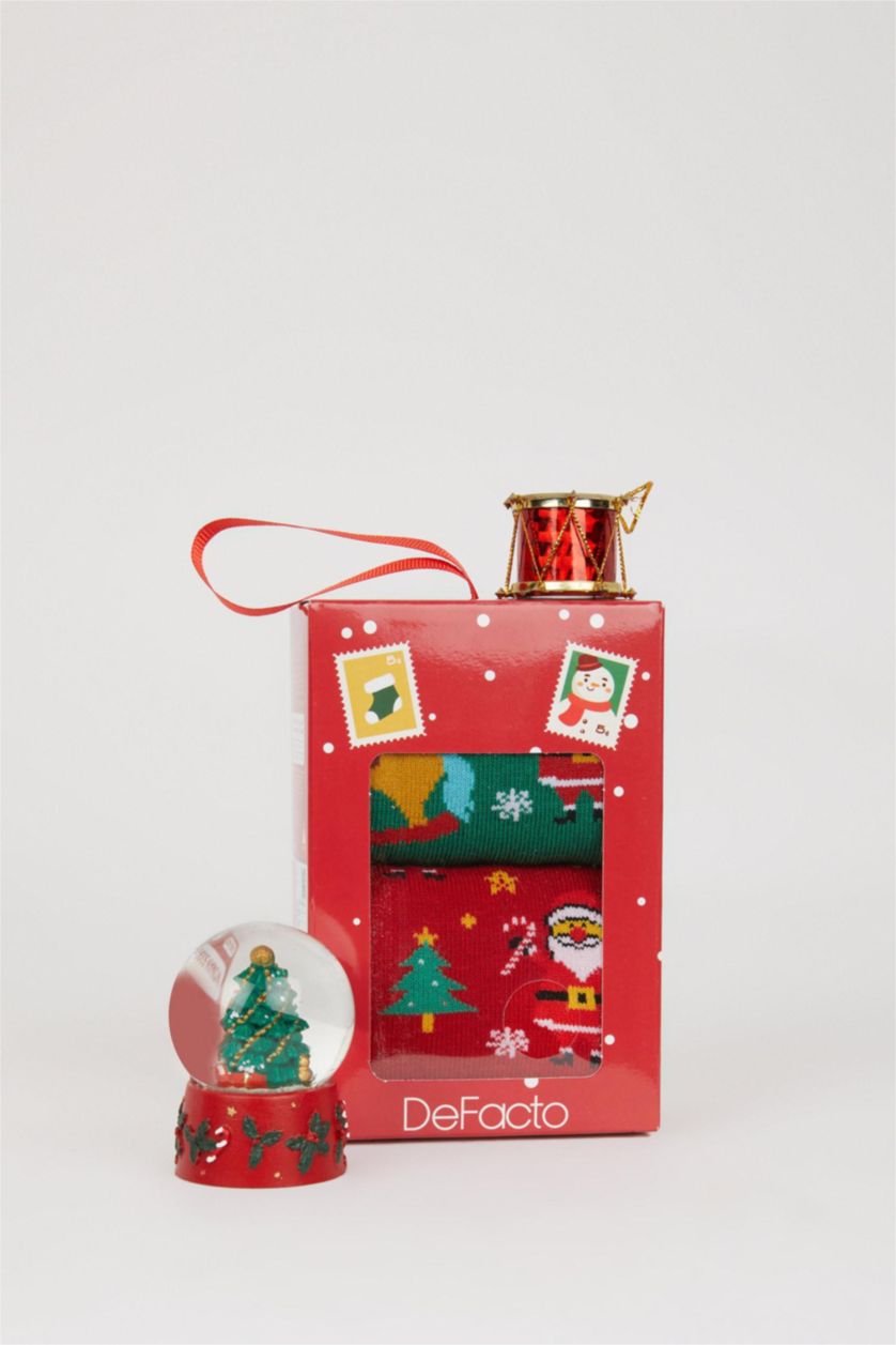 Kadın Karma Kadın Yılbaşı Temalı 2'li Pamuklu Uzun Çorap