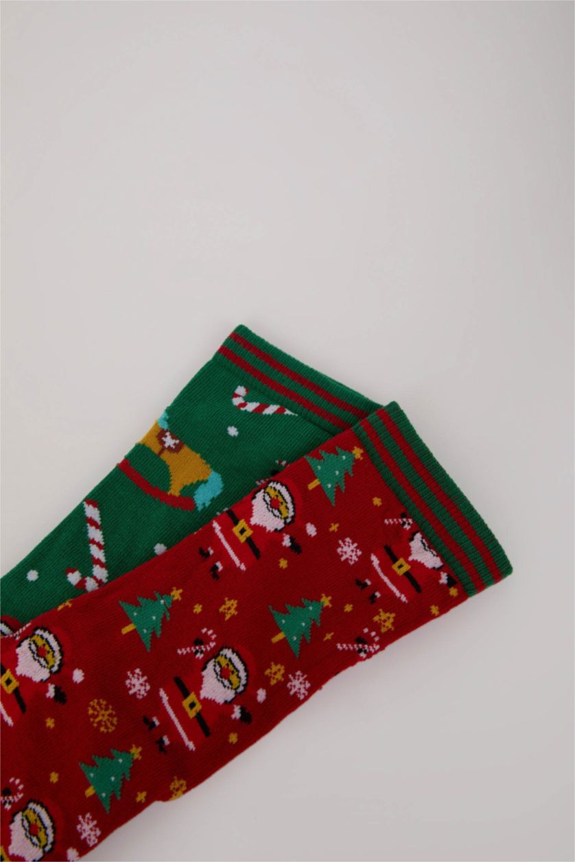 Kadın Karma Kadın Yılbaşı Temalı 2'li Pamuklu Uzun Çorap