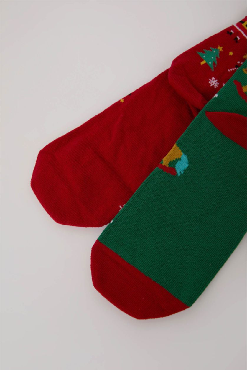 Kadın Karma Kadın Yılbaşı Temalı 2'li Pamuklu Uzun Çorap