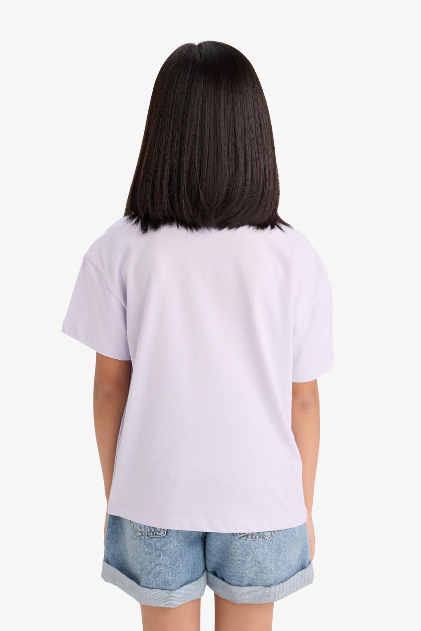 Kız Çocuk - Genç Kız Açık Lila Disney Mickey Mouse &Friends Relax Fit Bisiklet Yaka Kısa Kollu Tişört Kız Çocuk