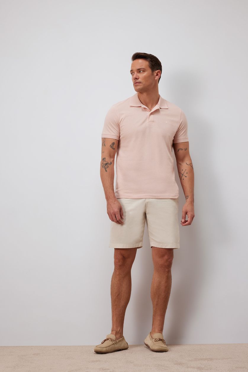 Erkek Gülkurusu %100 Pamuk Slim Fit Polo Tişört