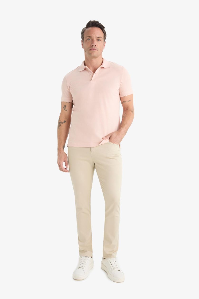 Erkek Gülkurusu %100 Pamuk Slim Fit Polo Tişört