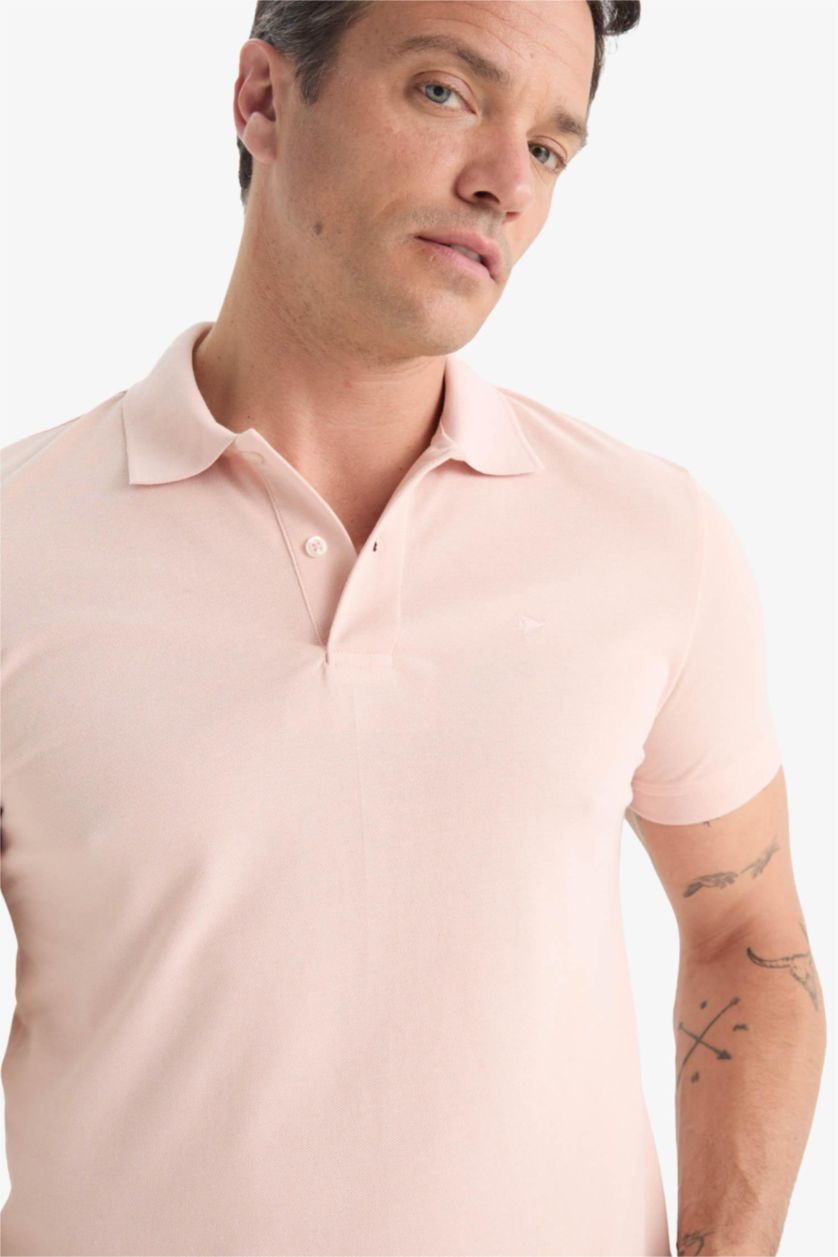 Erkek Gülkurusu %100 Pamuk Slim Fit Polo Tişört