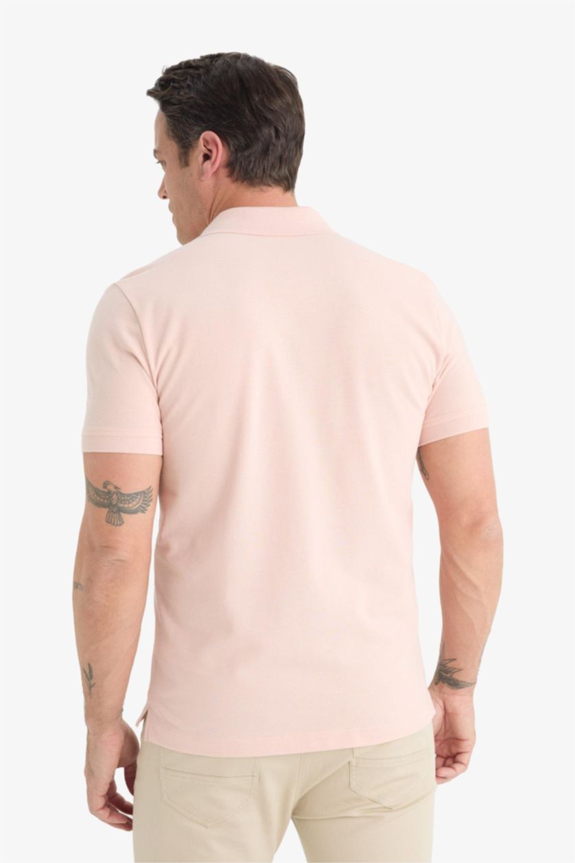 Erkek Gülkurusu %100 Pamuk Slim Fit Polo Tişört