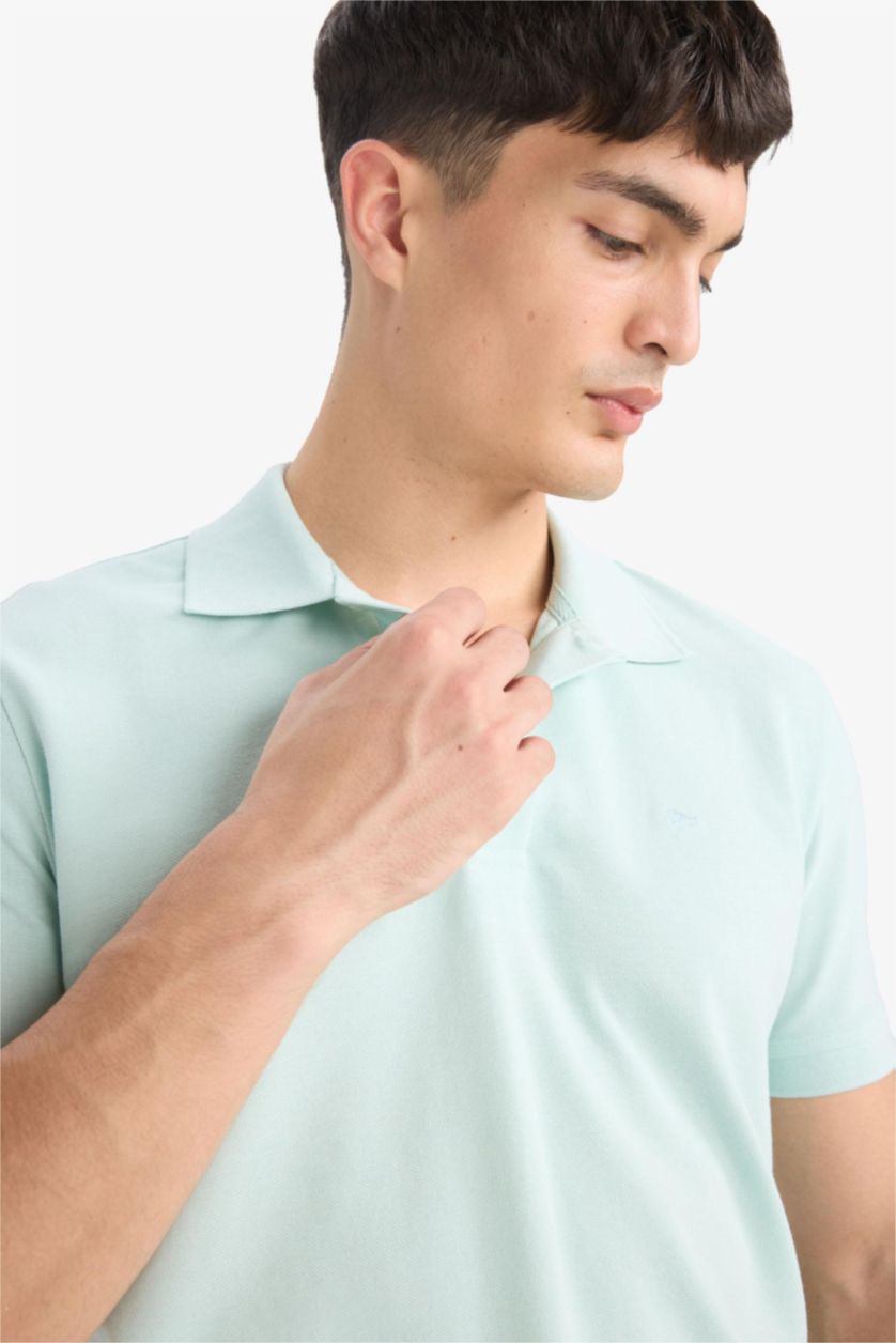 Erkek Mint %100 Pamuk Slim Fit Polo Tişört