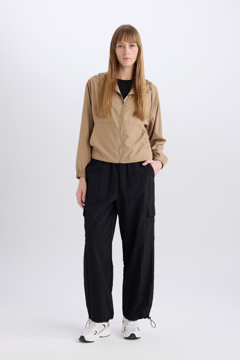 Woman Beige Waterproof Regular Fit Raincoat