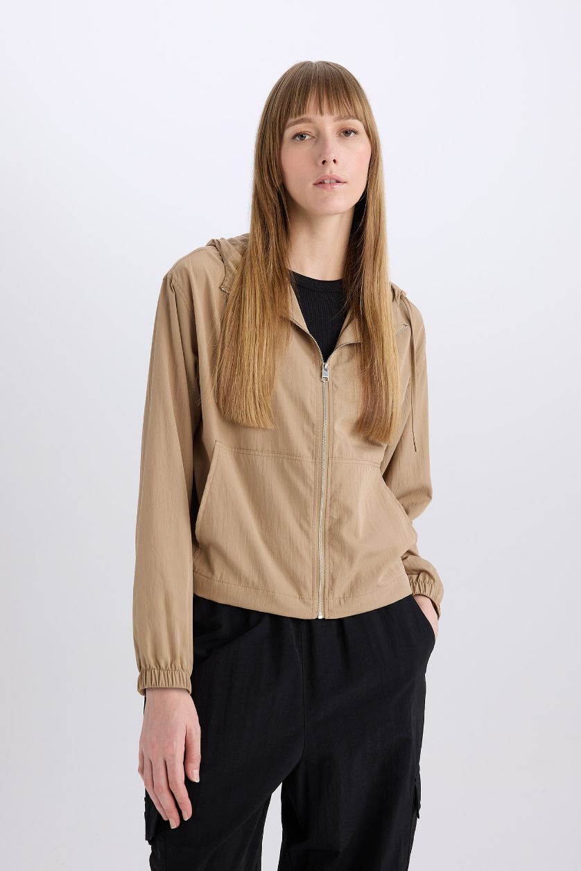 Woman Beige Waterproof Regular Fit Raincoat