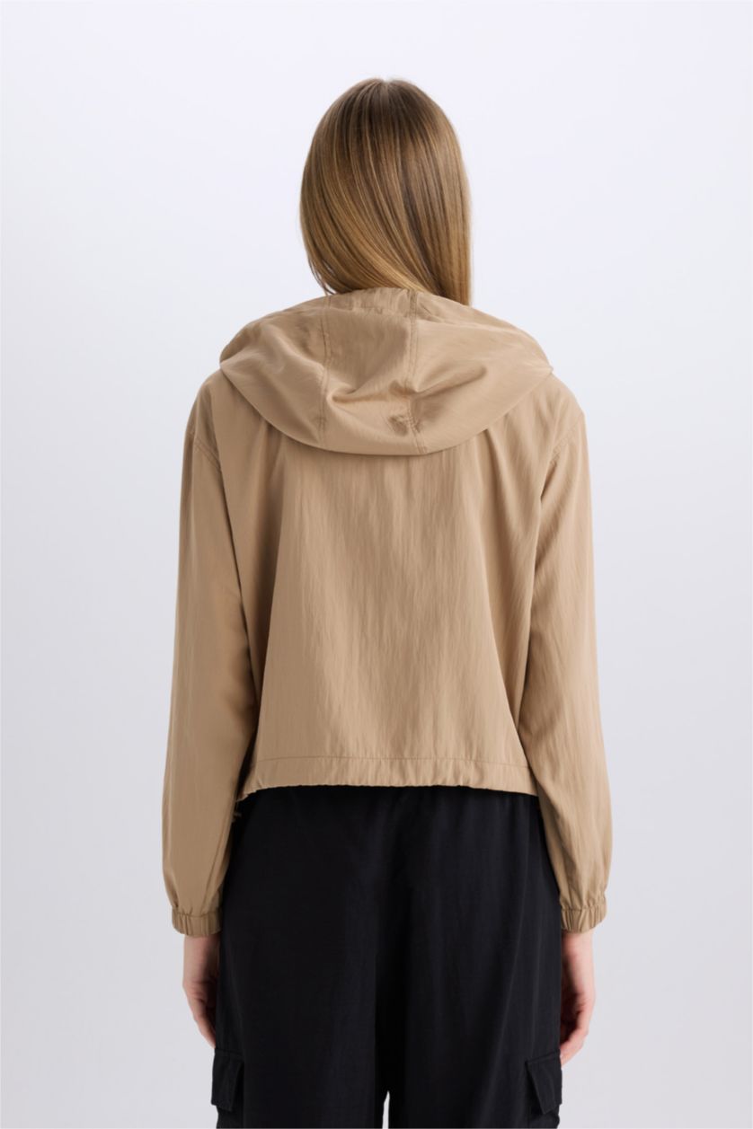 Woman Beige Waterproof Regular Fit Raincoat