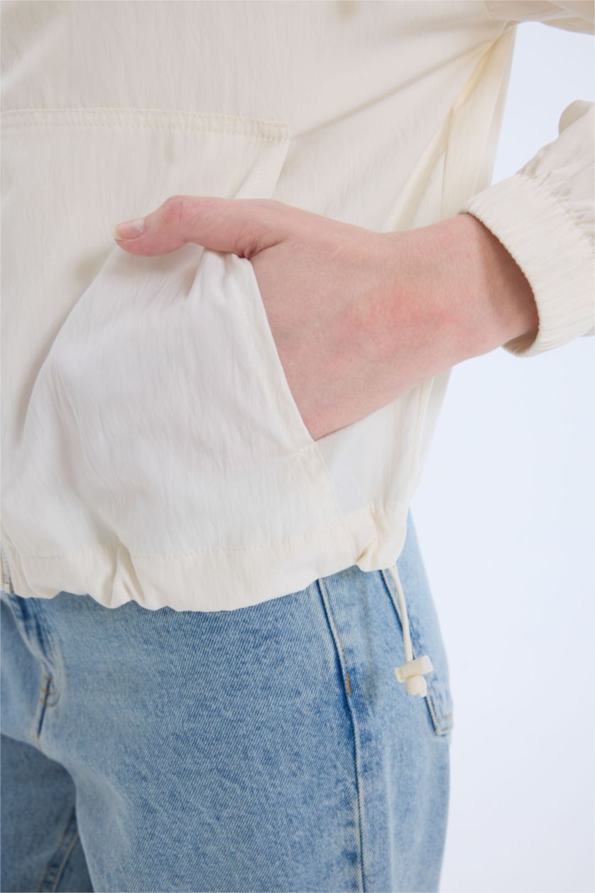 Woman Ecru Waterproof Regular Fit Raincoat