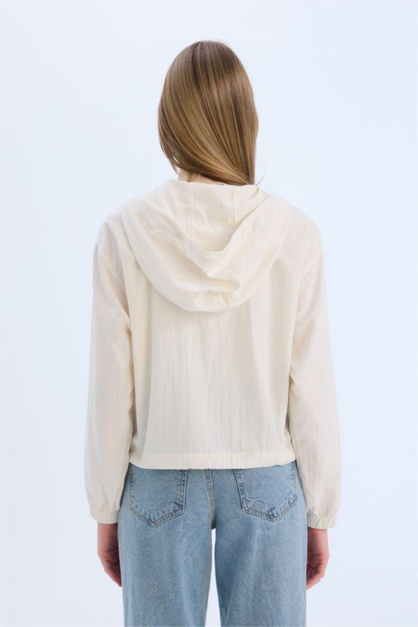 Woman Ecru Waterproof Regular Fit Raincoat