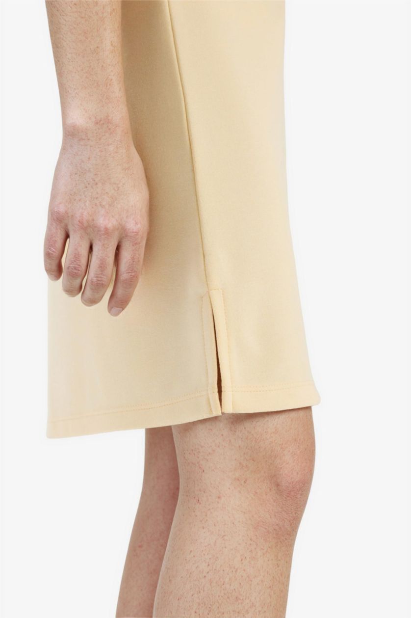 بناتي أصفر فستان بناتي نص كم بياقة بولو