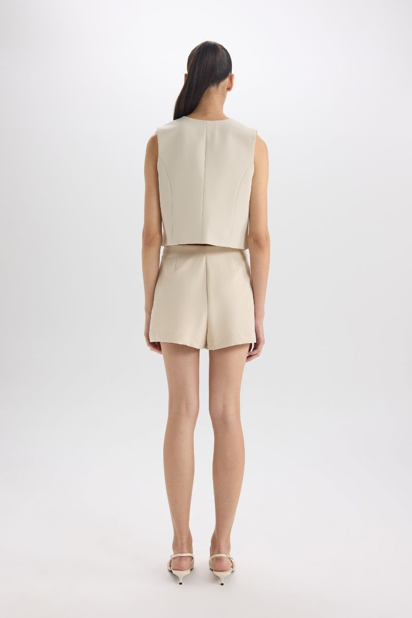 WOMAN Beige High Waist Straight Leg Skort