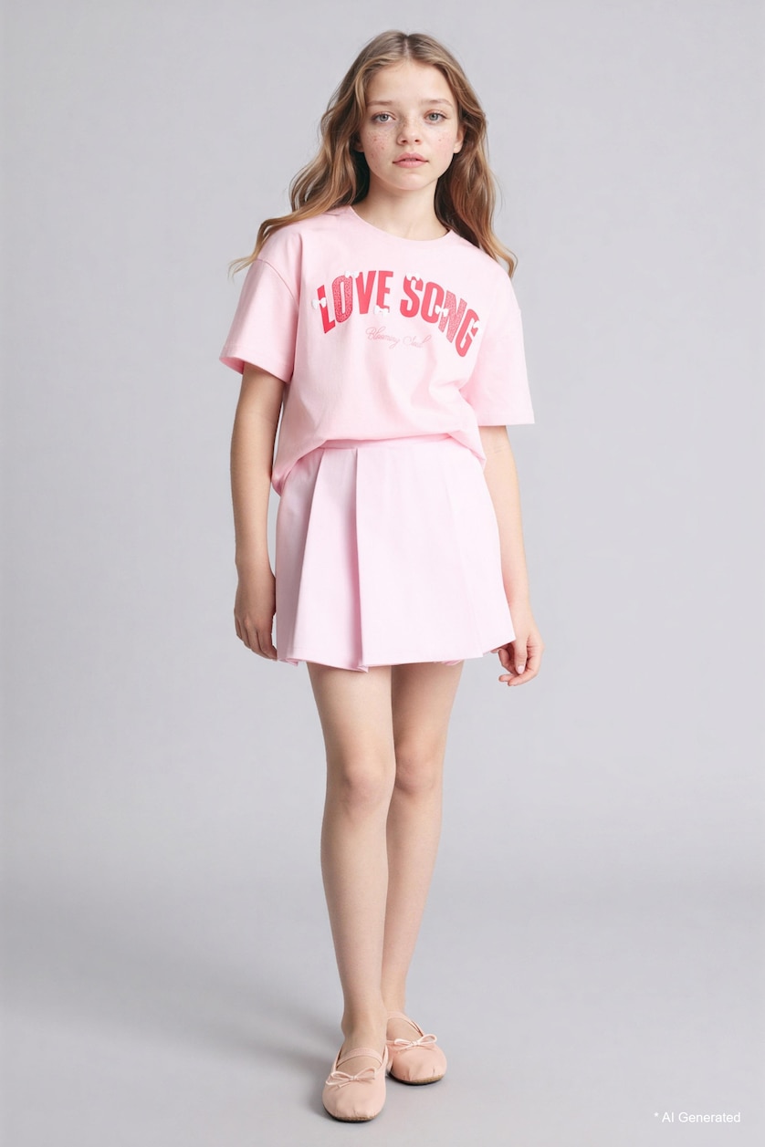 GIRLS & TEENS Pink Girl Gabardine Skirt