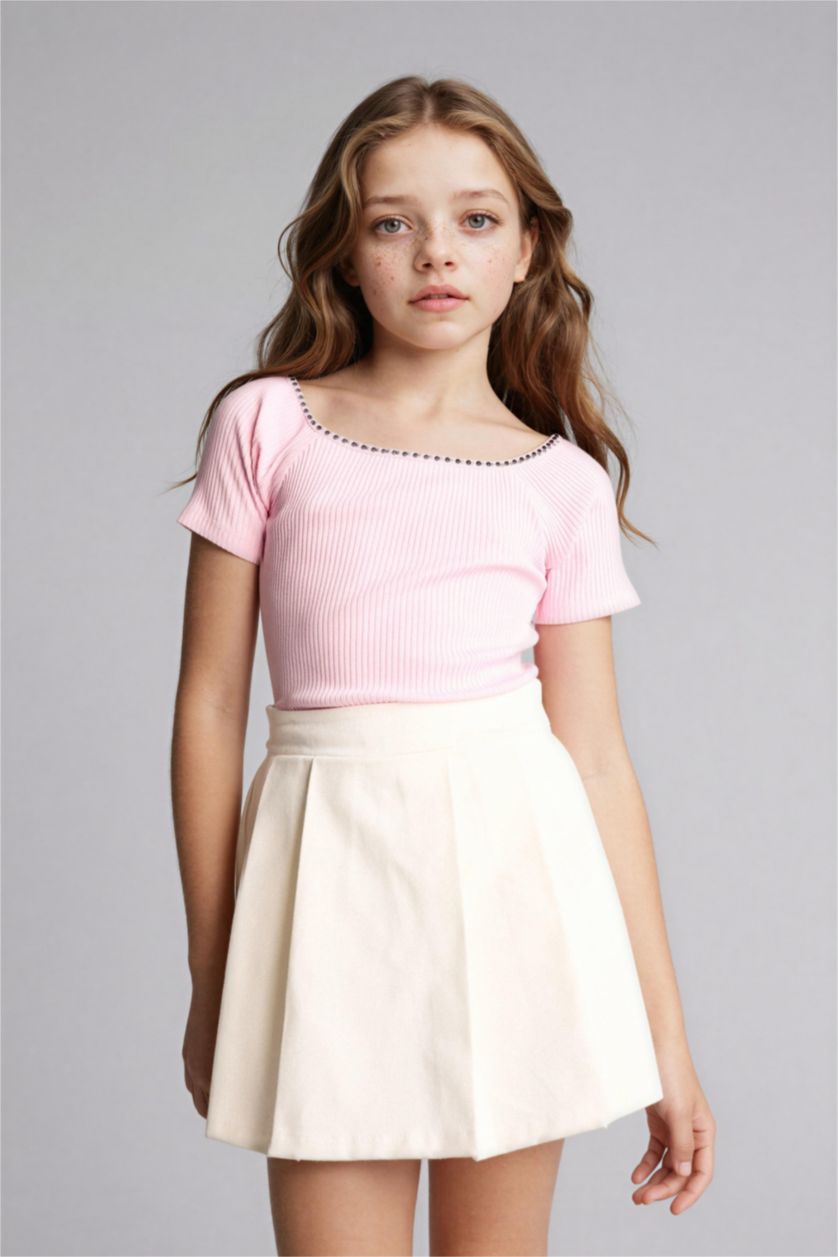 Girls & Teens White Girl Gabardine Skirt