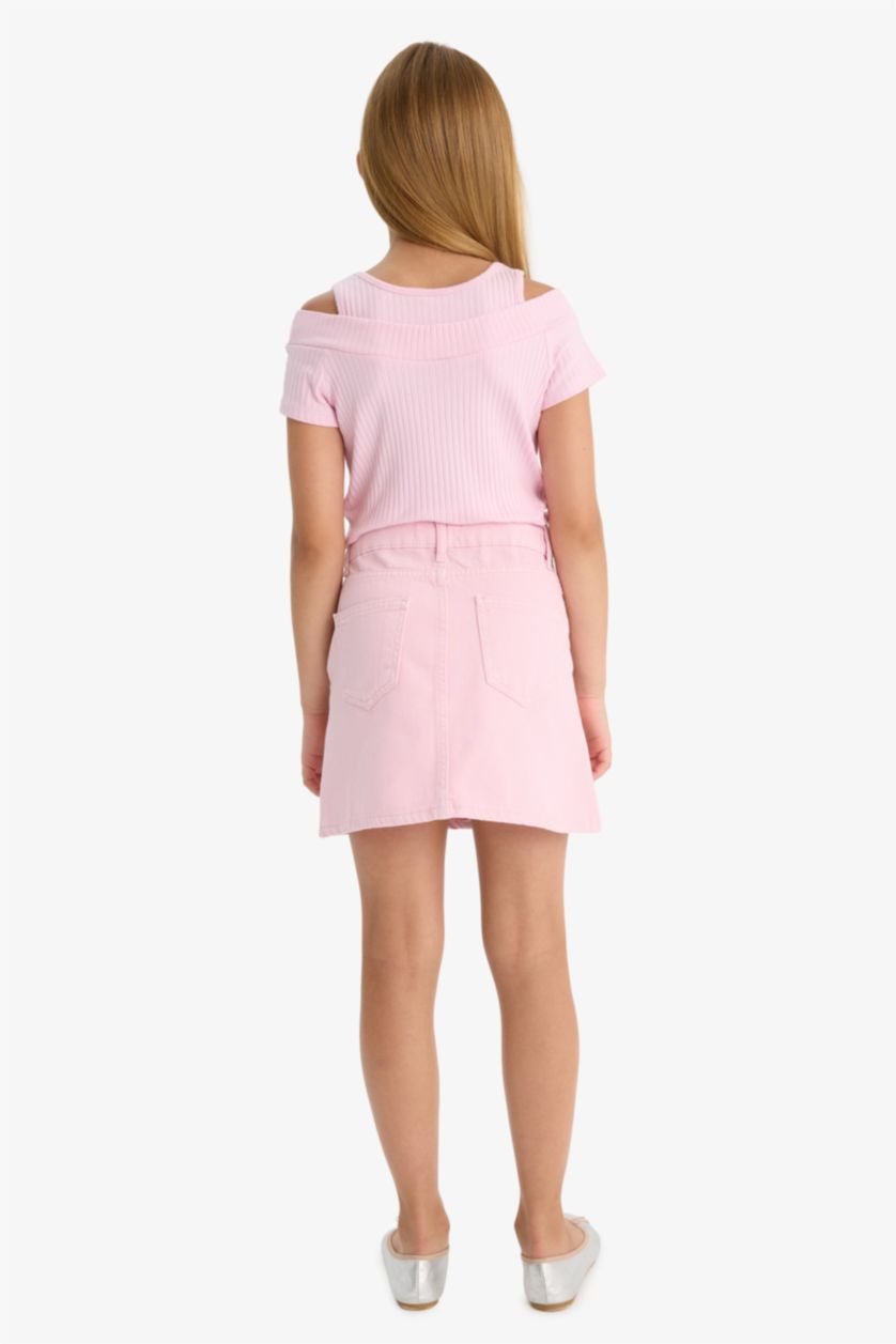 Kız Çocuk - Genç Kız Açık Pembe Gabardin Etek Kız Çocuk