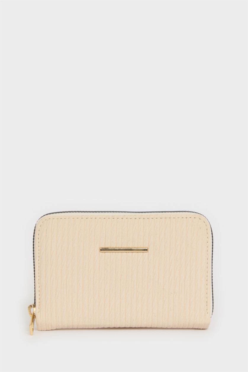 Woman Beige Woman Faux Leather Wallets