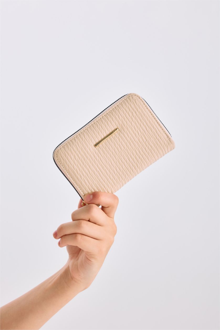 Woman Beige Woman Faux Leather Wallets