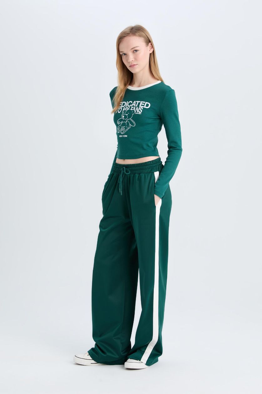 Әйелдерге Жасыл Coool кең аяқ Шалбар