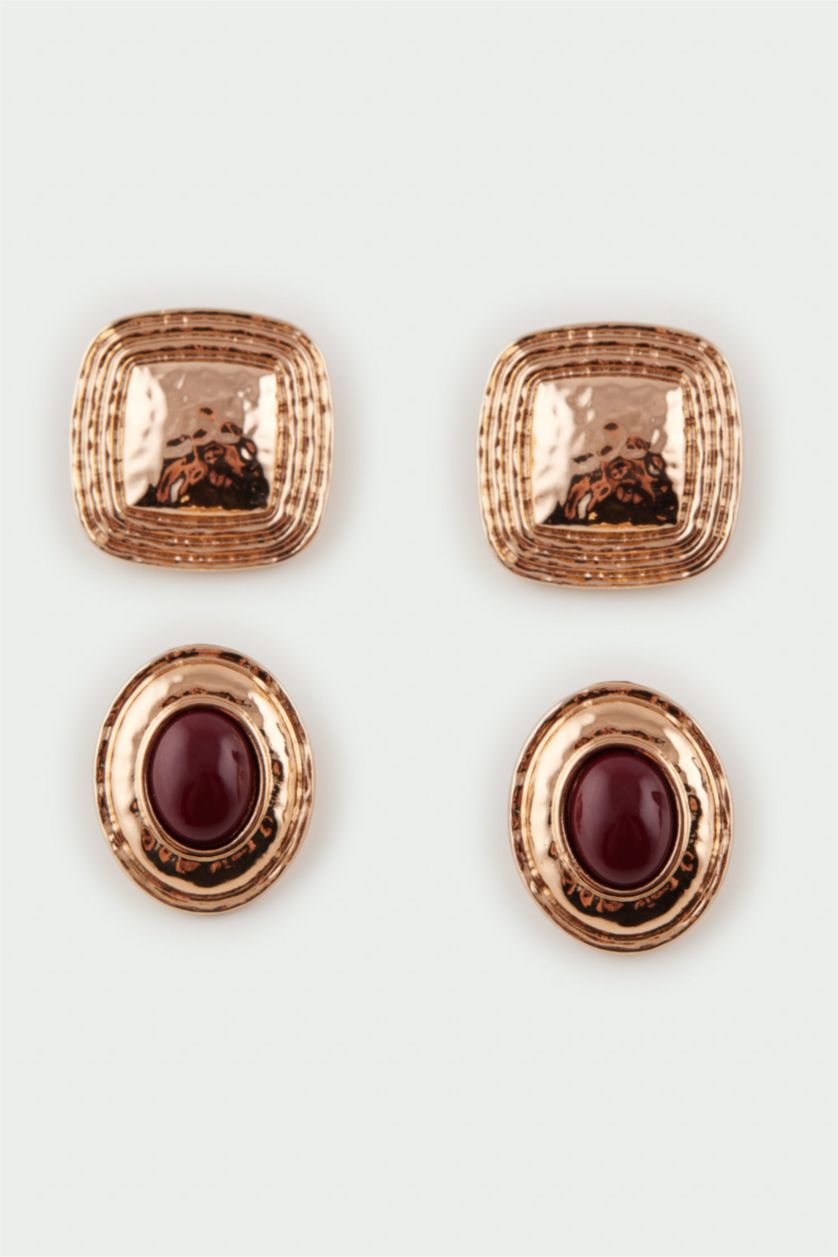 Women Bordeaux Woman 2 Piece Gold Earring