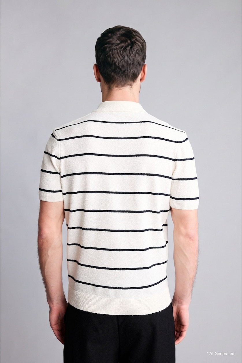 HOMME Écru Polo en maille à col polo et manches courtes Coupe standard