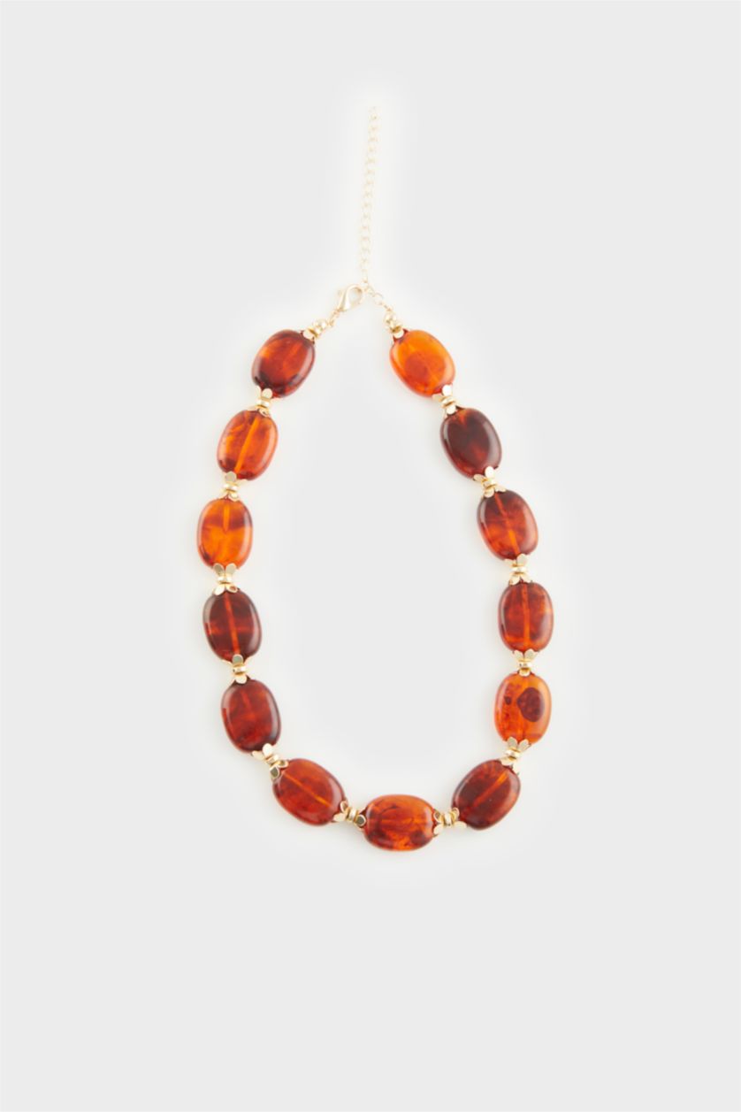 Kadın Açık Kahve Kadın Taşlı Kolye