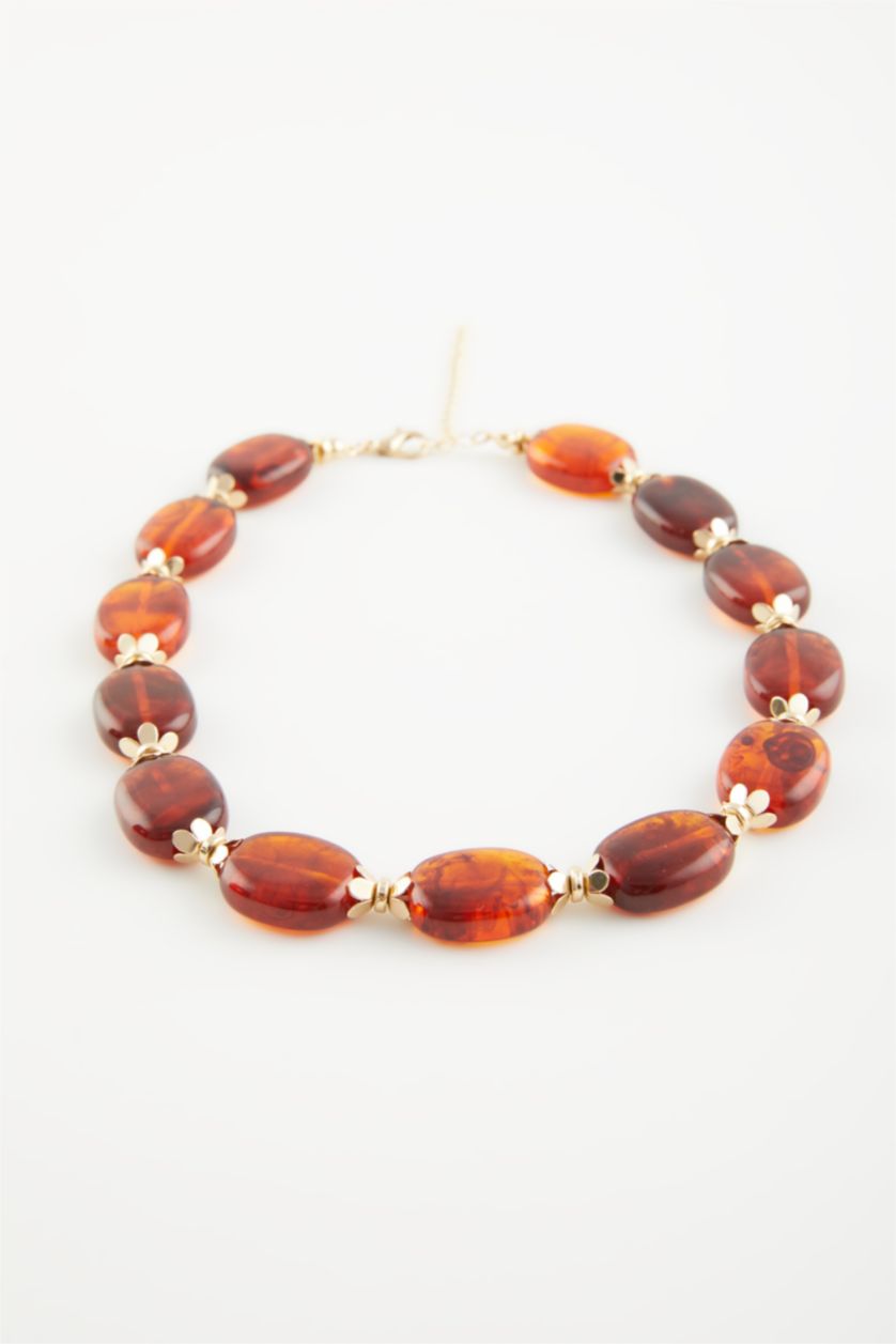 Kadın Açık Kahve Kadın Taşlı Kolye