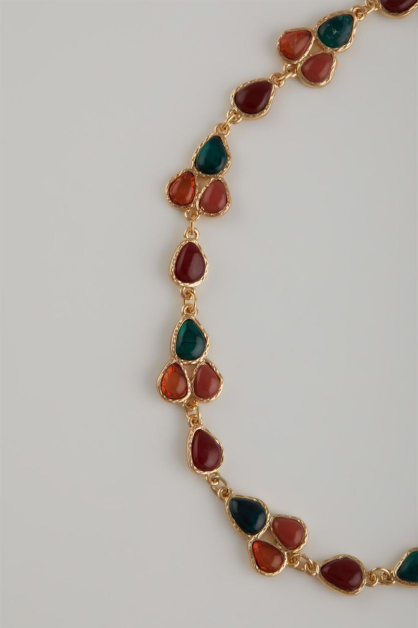 Kadın Karma Kadın Taşlı Gold Kolye