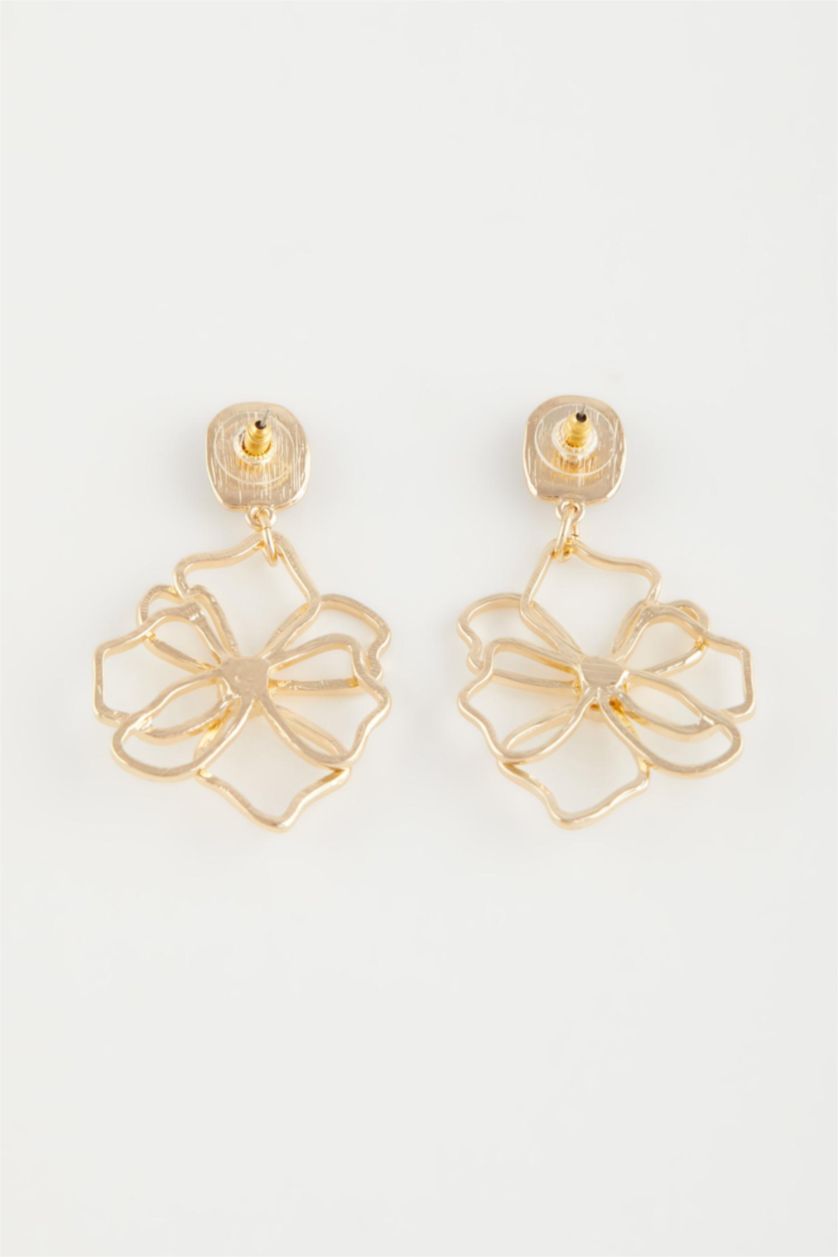 Kadın Karma Kadın Çiçek Detaylı Taşlı Gold Küpe